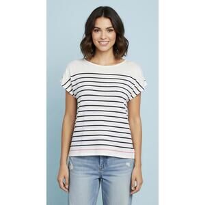 CHRISTIAN SIRIANO New York Womens Striped Linen Shirt in White|Blue|Pink-XSmall